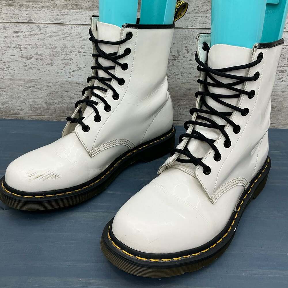 Dr. Martens 1460W White Patent Leather 8-Eye Combat Boots Size US 11 / EU 43